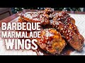 (BBQ) Barbeque Marmalade Chicken Wings cooked in the Offset Smoker