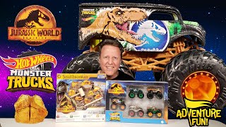 Jurassic World Dominion Dinosaur Hot Wheels Monster Trucks & Amber Dig AdventureFun Toy Review!