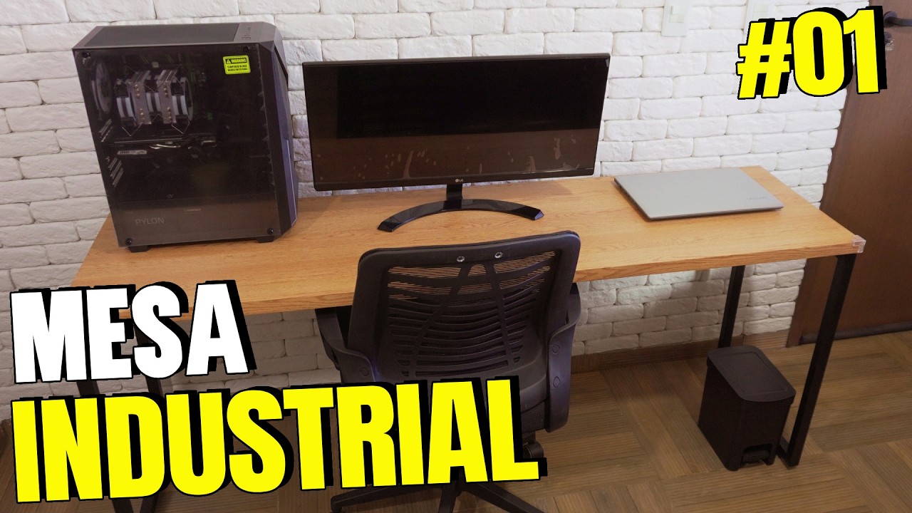 COMO FAZER MESA ESTILO INDUSTRIAL COM PORTA VELHA | Projeto bancada gamer PT1