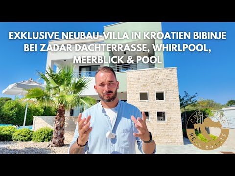 Exclusive new villa in Croatia Bibinje near Zadar with roof terrace, whirlpool, sea view & pool