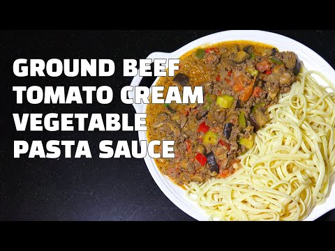 Ground Beef & Vegetable Cream Tomato Sauce Pasta -...
