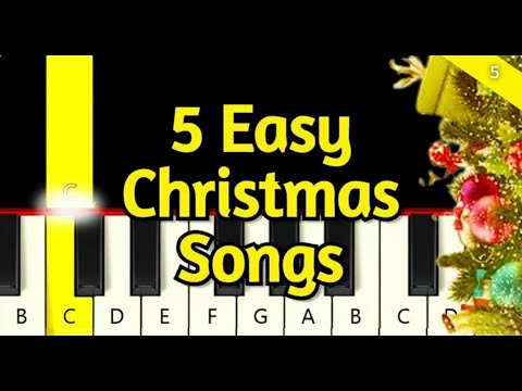 🎄 5 Christmas Songs – Very Easy & Slow Piano Tutorial – Beginner (Melody Only)