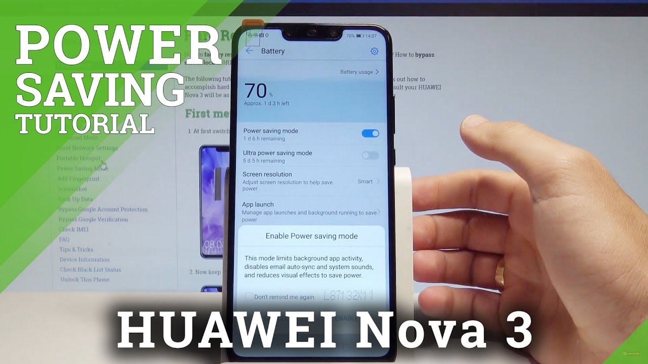 How to Enable Power Saving on HUAWEI Nova 3 - Battery Saver |HardReset.Info