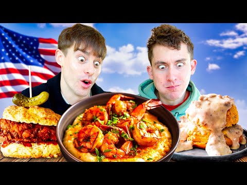 Brits try Shrimp and Grits for the first time!