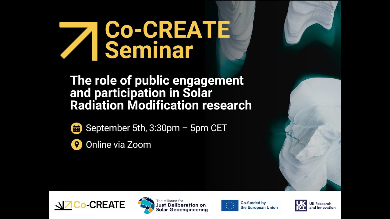 Co-CREATE Seminar: The role of public engagement and participation in SRM research