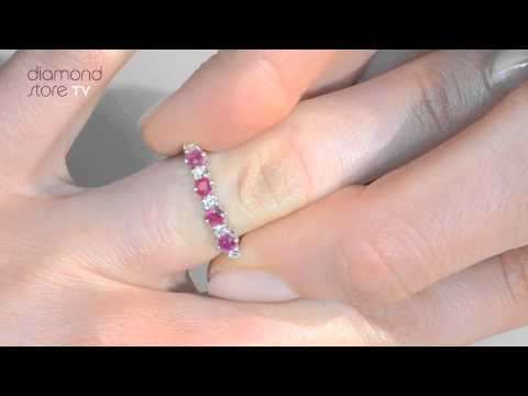 A3054 - 0.50ct Ruby & Diamond Ring Set Into 9K White Gold