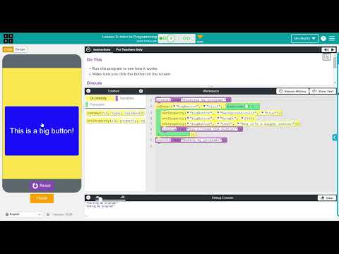 Code.org Computer Science Principles Unit 3: Lesson 5 - Intro to Programming