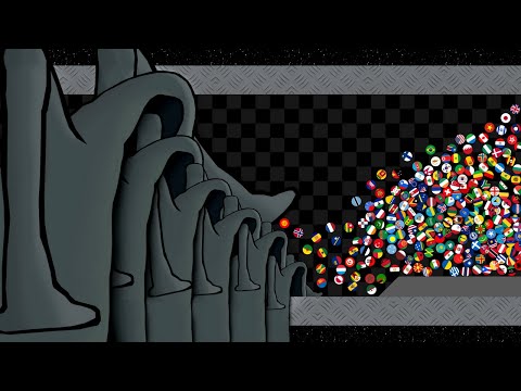 Escape From Small to Big Sea Eater - Countries Marble Race  in Algodoo