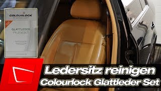 Ledersitz im Auto reinigen und pflegen mit Colourlock Glattleder Pflegeset mit Leder Protector