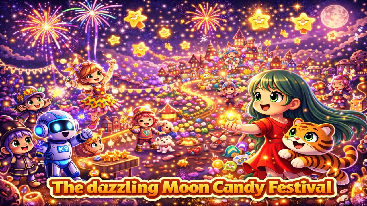 Anny And Nika : The dazzling Moon Candy Festival 🌈🍭🐯🧒 | 3D Kids Animation
