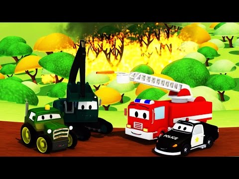 La Super Patrulla: camión de bomberos y patrulla de policía, y Incendios Forestales en Auto City