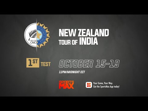 Watch New Zealand Tour of India | Oct. 15 - 19 | 11PM/ 12 ECT  | on SportsMax, and the SportsMax App