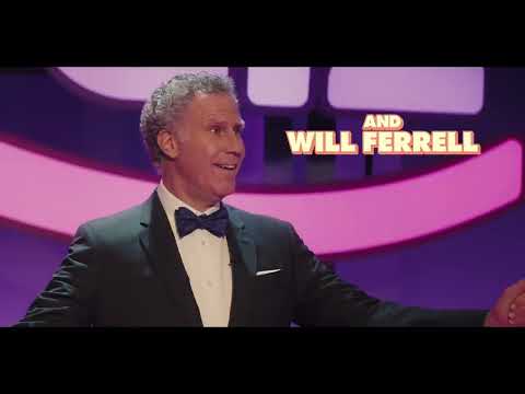 Trailer montage — podium lights, panic-laughs, and buzzer close-ups matched to needle-drops and score stings
