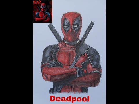 Drawing Deadpool. Colour pencile drawing.
