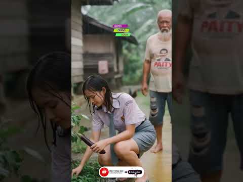 she took the vegetables not asking first! heavy rain in village life #heavyrain #fyp #rainyday