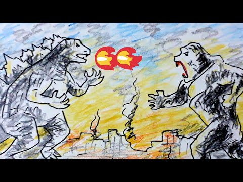 Drawing Godzilla vs. Kong. วาดก็อตซิลล่า ปะทะ คิงคอง,, ใหญ่เจอใหญ่!!!