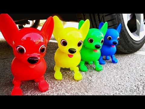 Crushing Experiments Video! &Car vs Crunchy Color Giant Toothpaste Balloons & Soft Things By Car 4