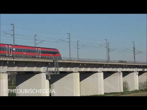 UN FRECCIAROSSA 1000 IN TRANSITO AI 300 KM/H SUL PONTE, LINEA MILANO PIACENZA. MART 30 - 4 - 2019