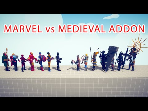MARVEL TEAM vs MEDIEVAL ADDON TEAM - Totally Accurate Battle Simulator TABS