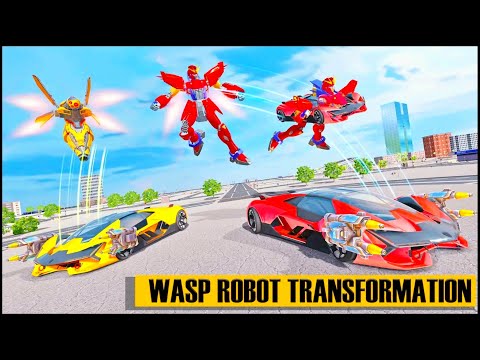 Fight On Town Read | Yellow Robot Fighting with Car | Army Bus Robot Car Transformation Games