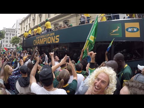 Springboks victory tour through the streets of cape town