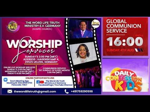 GLOBAL COMMUNION SERVICE WITH PASTOR CHRIS SUNDAY 4TH AUGUST 2024