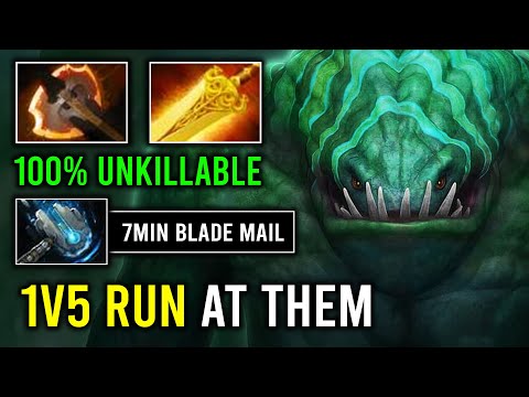 WTF 1st Item Hammer + Radiance Tidehunter 1v5 Unkillable Run At Them 100% Deleted Offlane Dota 2