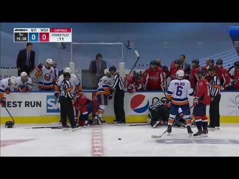 Capitals vs Islanders Scrum In Front Of The Benches