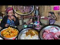 Fresh Buff Meat Curry Recipe Rice Cooking Eating In Nepali Village Food Cooking Eating Video