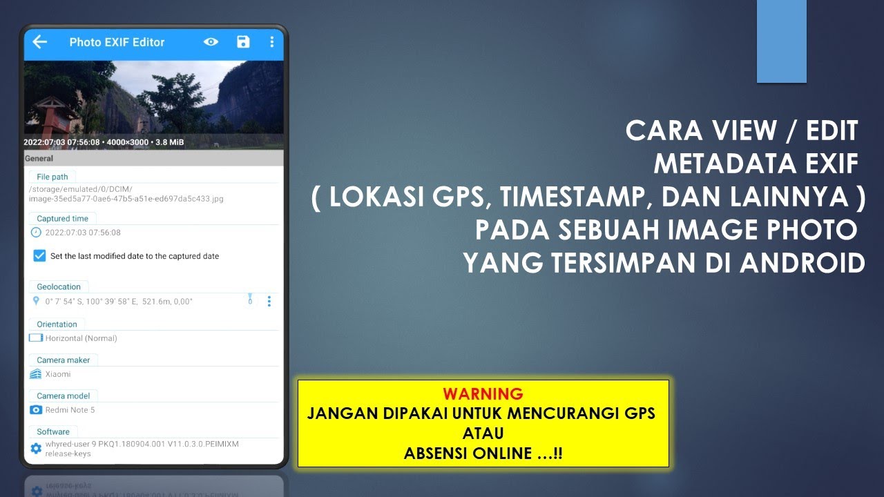Cara Edit Tanggal Waktu Lokasi GPS Geotagging dan Metadata EXIF Lain Pada Photo Image di Android