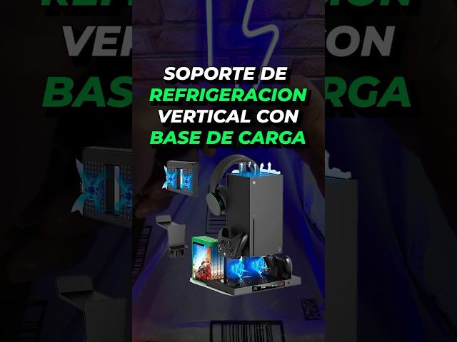 Vídeo relacionado con Soporte de refrigeración vertical compatible con consola Xbox Series X. Estación de carga de doble controlador con 2 baterías de 1400 mAh y organizador de almacenamiento para juegos y soporte para