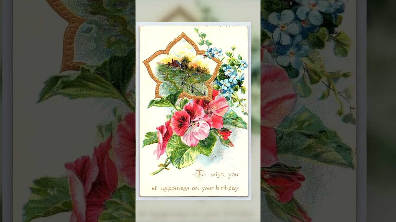 Tuck's Birthday Postcard, Floral Scene, Early 1900s Video
