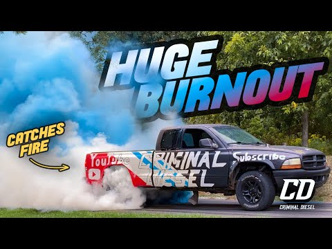 Massive Burnout Until Truck Catches on Fire...