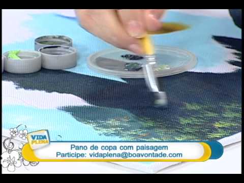 Artesanato - Pano de copa com paisagem (Parte 1)