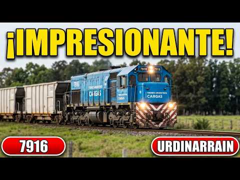 ESPECTACULAR PASO de LOCOMOTORA 7916 Urdinarrain Entre Ríos Ferrocarril Urquiza Trenes Argentinos 
