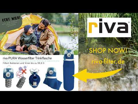 riva PURA Wasserfilter Trinkflasche für Outdoor, Reisen und Notfallversorgung / Blackouts, Survival