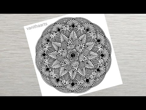 How to draw Geometric Mandala Art for Beginner Step by Step Tutorial triquetra design vanithaarts