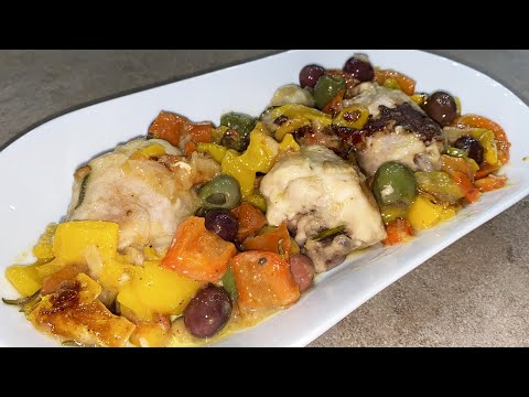 POLLO CON OLIVE E PEPERONI IN PADELLA