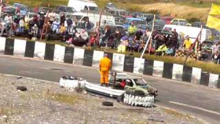 preview picture of video 'Warton stock car Hesp 02/08/09 Reliant Robin bangers heat 1'