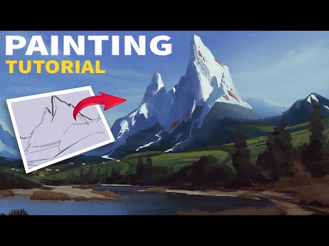 Landscape Digital Painting Tutorial (Mountain Peak Concept Art)