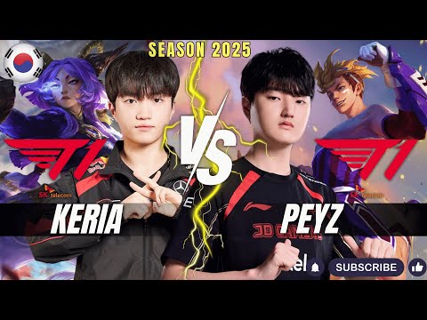 T1 Keria vs T1 Peyz - Keria YUNARA vs Peyz EZREAL ADC - Patch 25.24 KR Ranked | lolrec