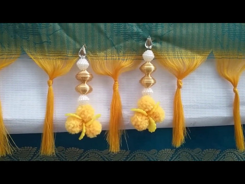 How to make new designer saree kuchu l DIY l saree tassels with pompoms l saree kuchu design # 26 Video