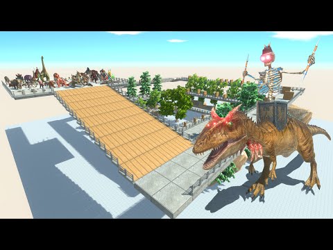 The escape of all units from giant carcharadontosaurus - Animal Revolt Battle Simulator