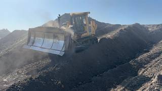 Komatsu D275AX Bulldozer Pushing Overburden To Build A Road In Active Coal Mine