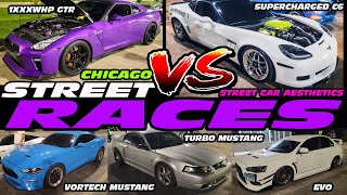 SCA MEET / CHICAGO STREET RACES - SUPERCHARGED C6 VS G80 M3, ZL1, EVO, MUSTANG, GTR, TURBO NEW EDGE
