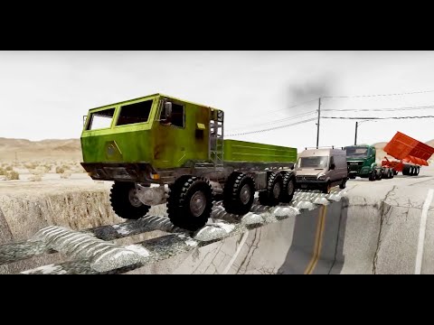 Cars vs Train and Massive Speed Bumps – BeamNG.Drive - Beamng DALER Games #6