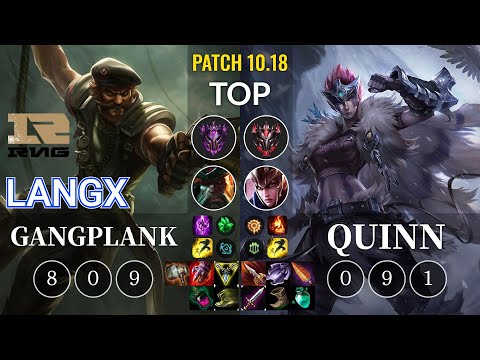 RNG Langx Gangplank vs Quinn Top - KR Patch 10.18