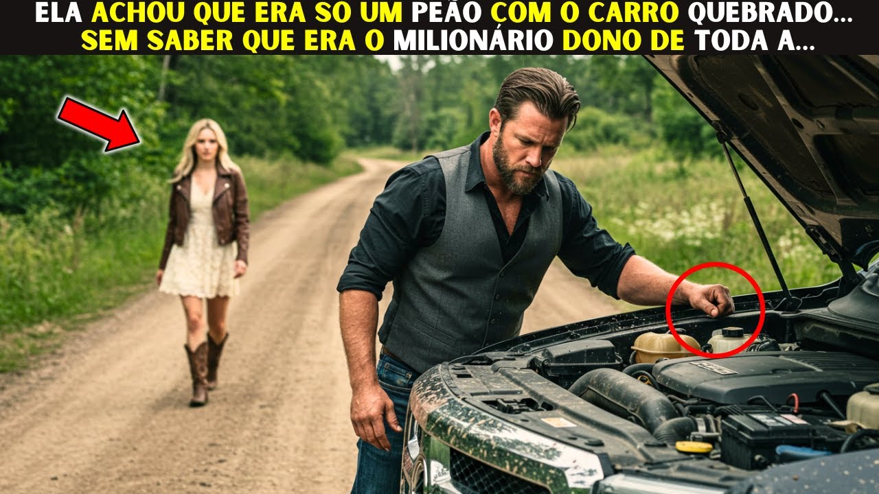 ❤️ELA ACHOU QUE ERA SÓ UM PEÃO COM O CARRO QUEBRADO…  SEM SABER QUE ERA O MILIONÁRIO DONO de Toda a…