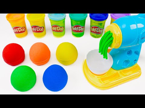 Satisfying Rainbow Playdoh Noodles with Stress Balls Cutting ASMR 🌈 Kinetic Sand ASMR
