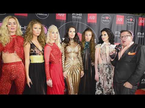 4k/60 Many models wearing Michael Costello at Art Hearts Fashion Week red carpet in LA, CA